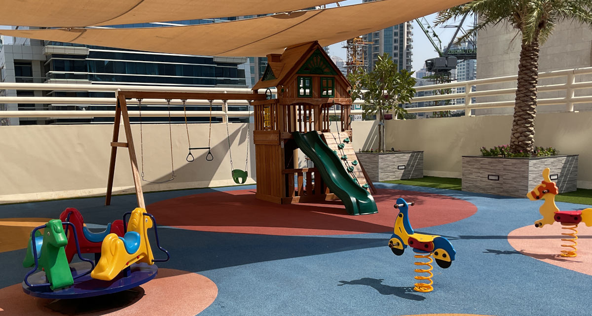 photo of private children playground in Royal Oceanic Tower in JBR and Dubai Marina area in Dubai, with various equipment for children games