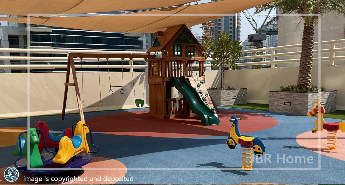 photo of private children playground in Royal Oceanic Tower in JBR and Dubai Marina area in Dubai, with various equipment for children games